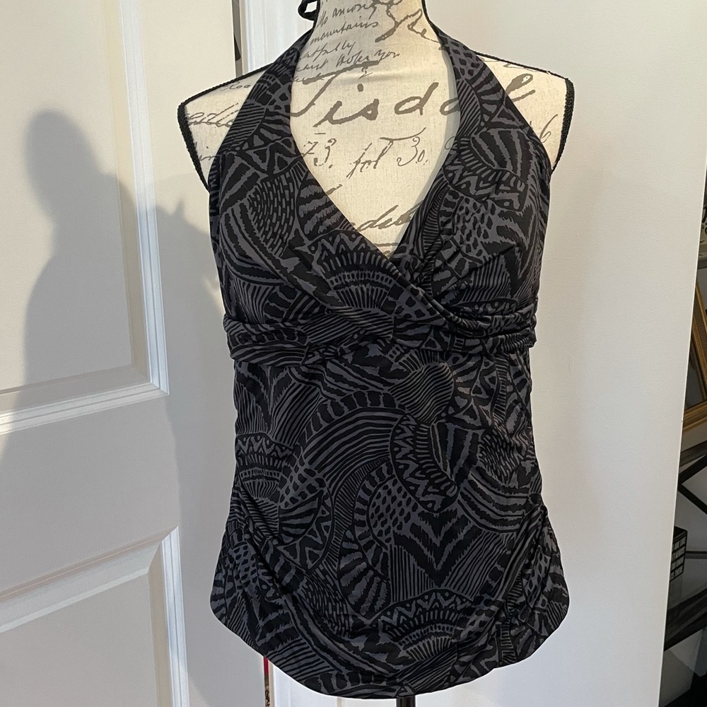 Black and Grey Swim Halter Top